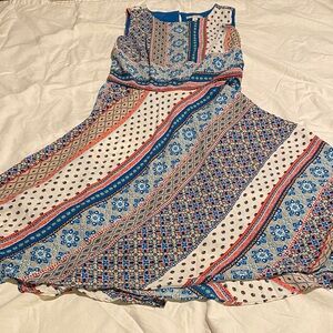 Dana Buchman Multicolor Patterned Midi Dress